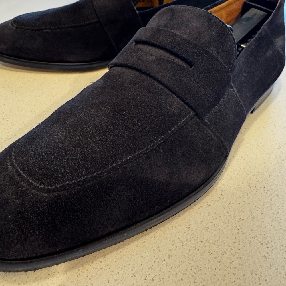 Hugo Boss Blue Loafers Elegant Slip-Ons